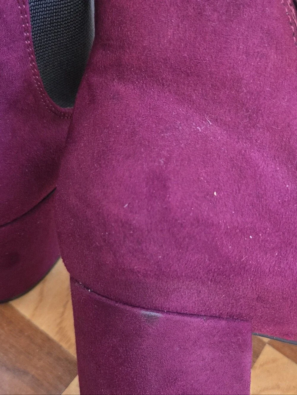 Bar III Camelia Burgundy Faux Suede Ankle Booties Women's 9.5 Block Heel